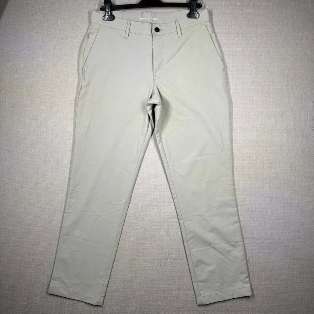 Banana Republic Mens Slim Core Temp Performance Pants 32x30 Light Khaki